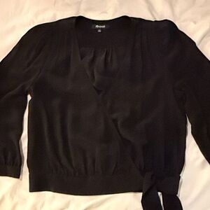 Madewell Silk Black Wrap Top
